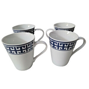 Set 4 Colin Cowie Greek Key Design Black White Coffee Mugs T Design Cups